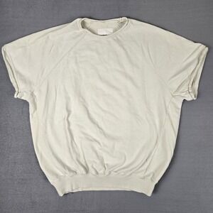 Soulberry Top Womens LL (US Large) Cotton Short Sleeve Sweatshirt Beige Japanese